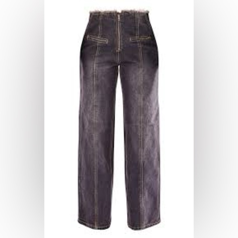 PRETTY LITTLE THING | Y2K Dirty Grey Raw Hem Straight Leg Jeans